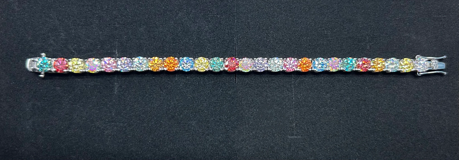 3MM 4MM 5MM 6.5MM Colored Tennis Moissanite ZirconGemstone Bracelets Hand Chain 100% 925 Sterling Silver Fine Jewelry Party Gift