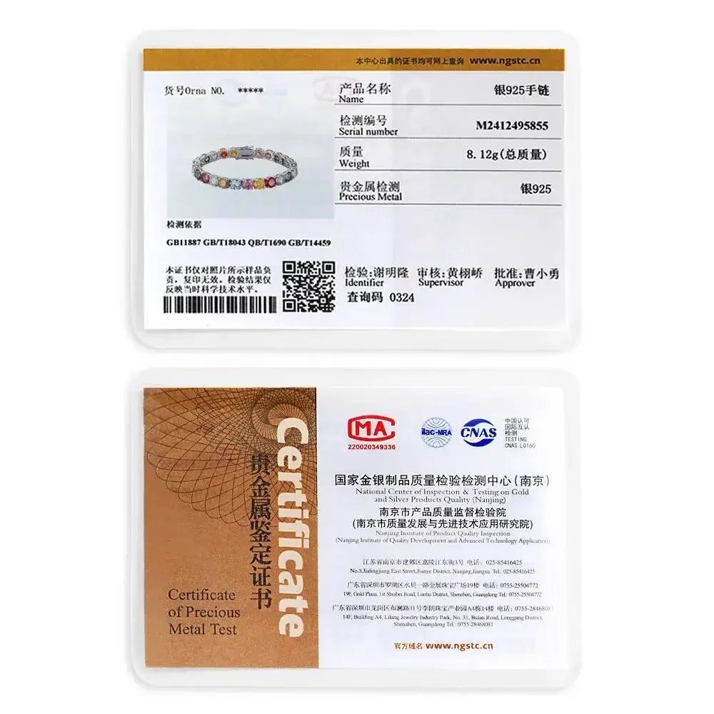 3MM 4MM 5MM 6.5MM Colored Tennis Moissanite ZirconGemstone Bracelets Hand Chain 100% 925 Sterling Silver Fine Jewelry Party Gift