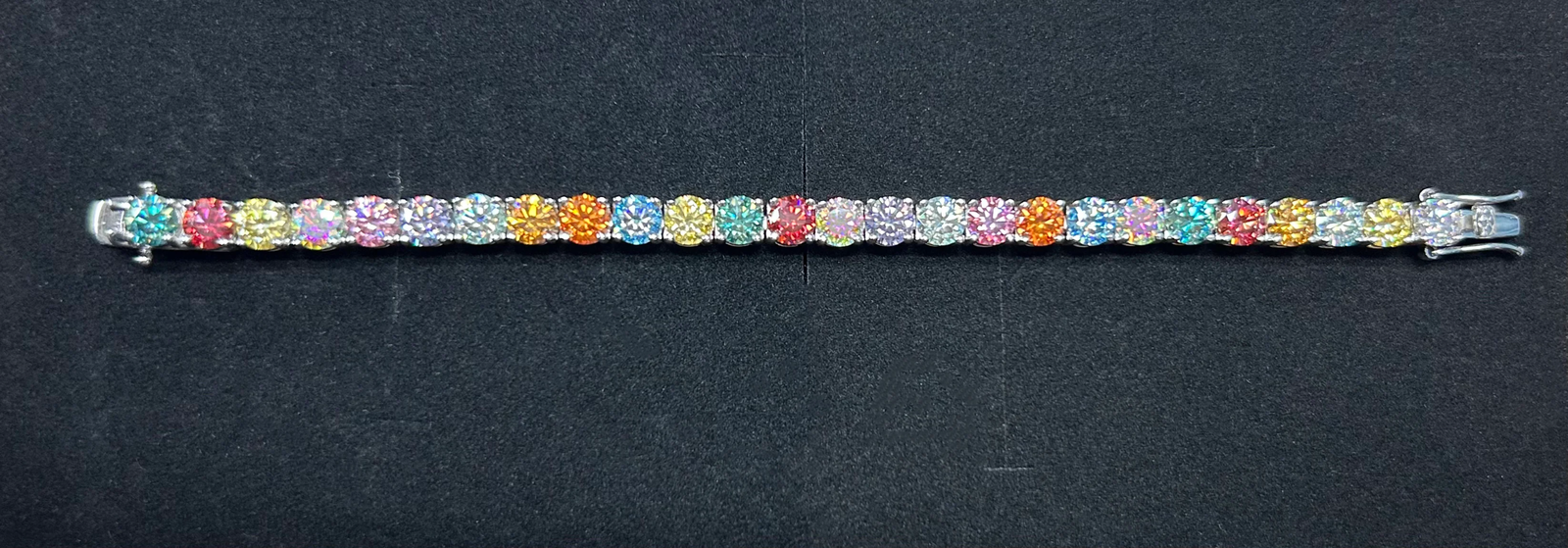 3MM 4MM 5MM 6.5MM Colored Tennis Moissanite ZirconGemstone Bracelets Hand Chain 100% 925 Sterling Silver Fine Jewelry Party Gift