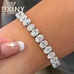 BXINY 0.5Carat Oval Cut Moissanite Tennis Bracelets S925 Silver 18K Gold Plated for Women Men HipHop Jewelry Gifts GRA Certified
