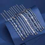 12 pcs Women's Fashion Stainless Steel Bracelets, Elegant and Delicate Jewelry Set for Women