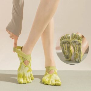 Yoga non-slip socks women's professional five-finger Pilates cotton socks sports indoor split toe socks sweat-absorbent