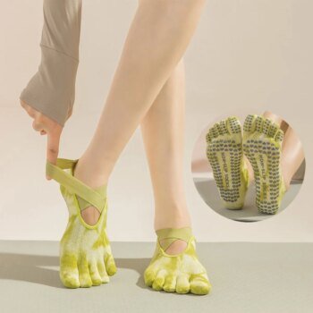 Yoga non-slip socks women's professional five-finger Pilates cotton socks sports indoor split toe socks sweat-absorbent