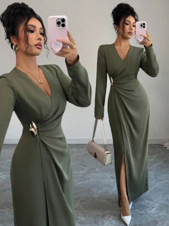 Luxe Ruched Slit Gown