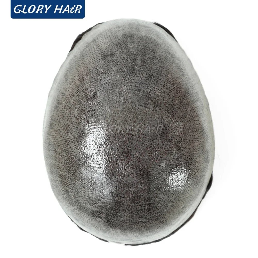 0.12-0.14mm Injected Thin Skin 130%Density Man Hair Prosthesis Human Hair Male Toupee Wig Adult Capillary Prosthesis Hair System