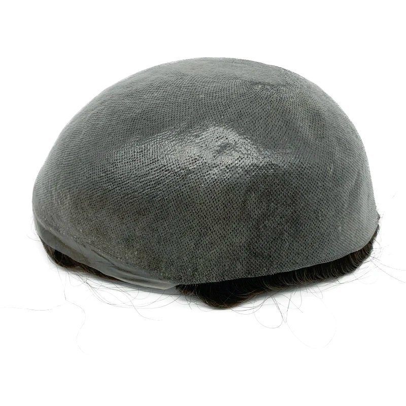 0.08mm Thickness PU Poly Base Double Knotted Toupee Human Hair Durable Time Long Lifespan Men's Capillary Prothesis
