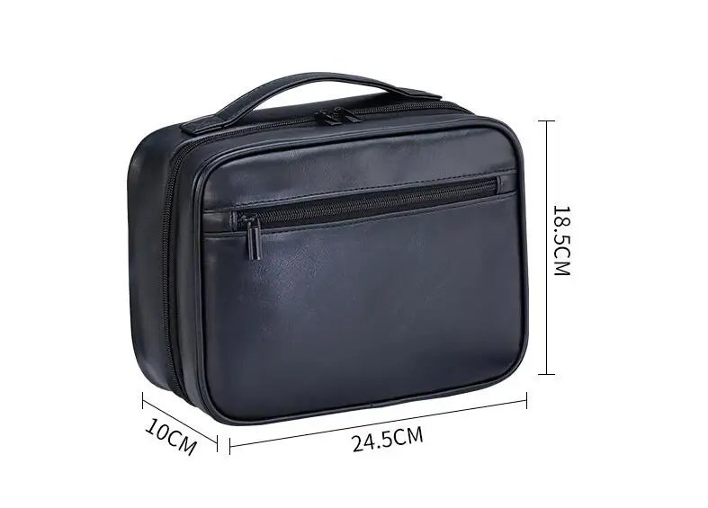 Zipper PU Leather Men Business Portable Storage Bag Toiletries Organizer Women Travel Cosmetic Bag Hanging Waterproof Wash Pouch