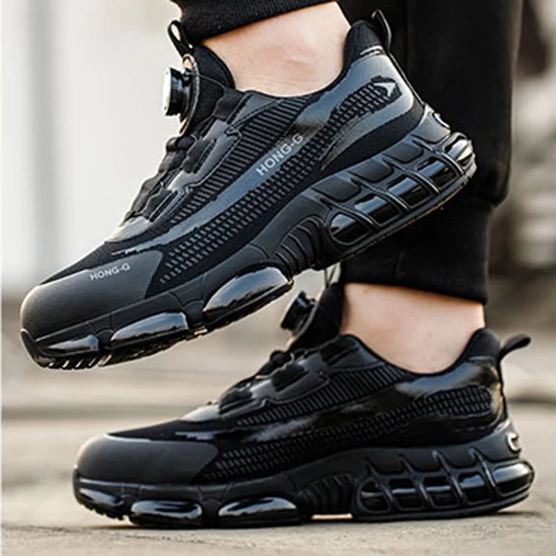 Men's Safety Shoes Protection And Elastic Safety Boots Fashionable Casual Shoes Breathable Odor Protection Men's Work Shoes