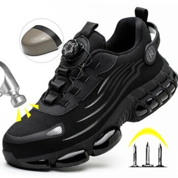 Men's Safety Shoes Protection And Elastic Safety Boots Fashionable Casual Shoes Breathable Odor Protection Men's Work Shoes