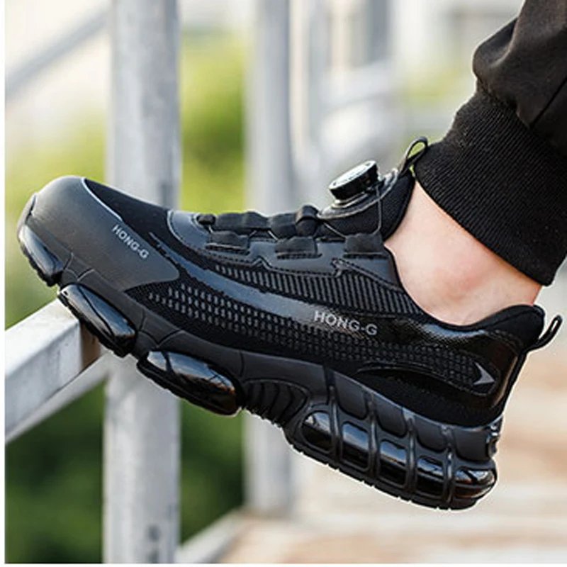 Men's Safety Shoes Protection And Elastic Safety Boots Fashionable Casual Shoes Breathable Odor Protection Men's Work Shoes