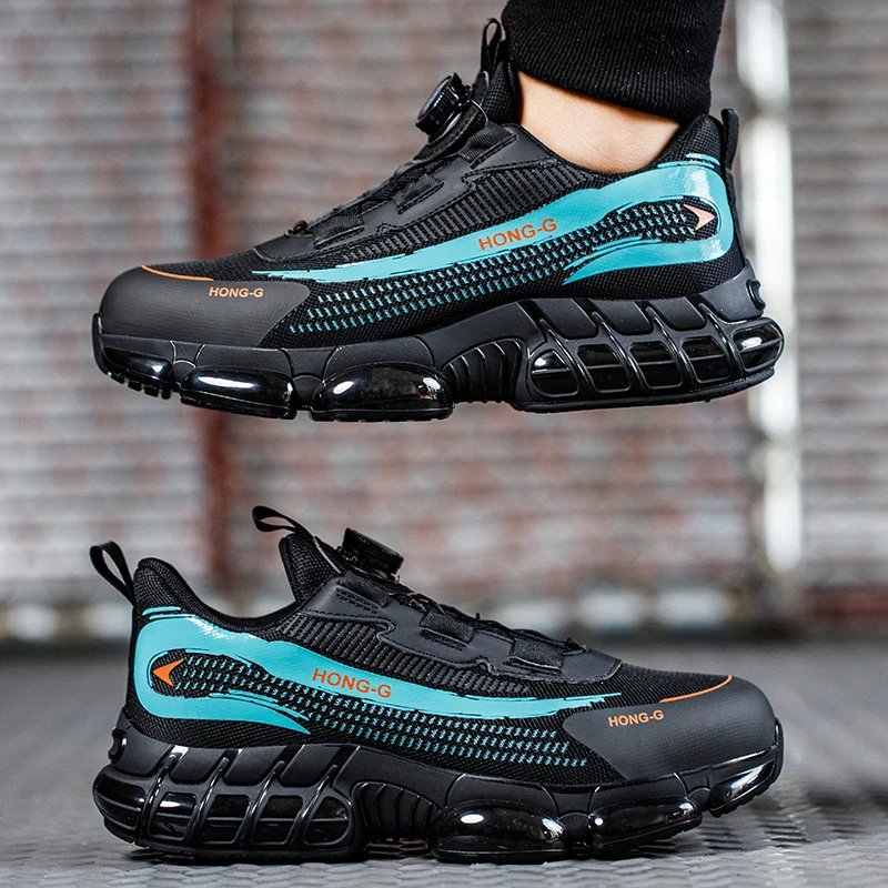 Men's Safety Shoes Protection And Elastic Safety Boots Fashionable Casual Shoes Breathable Odor Protection Men's Work Shoes