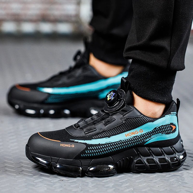 Men's Safety Shoes Protection And Elastic Safety Boots Fashionable Casual Shoes Breathable Odor Protection Men's Work Shoes