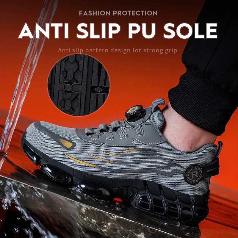 Men's Safety Shoes Protection And Elastic Safety Boots Fashionable Casual Shoes Breathable Odor Protection Men's Work Shoes