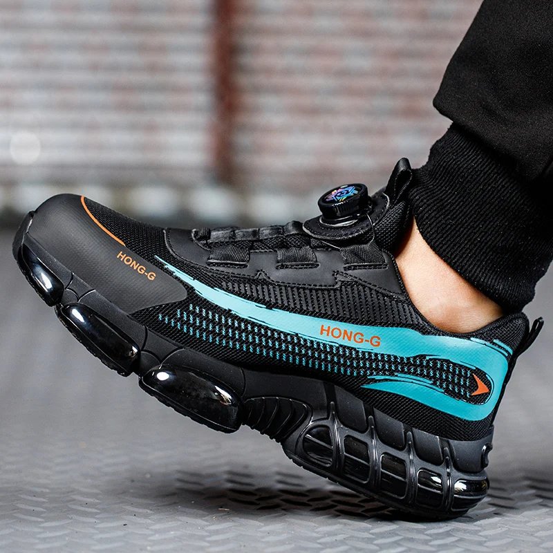 Men's Safety Shoes Protection And Elastic Safety Boots Fashionable Casual Shoes Breathable Odor Protection Men's Work Shoes