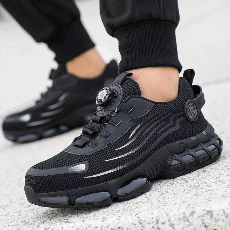 Men's Safety Shoes Protection And Elastic Safety Boots Fashionable Casual Shoes Breathable Odor Protection Men's Work Shoes