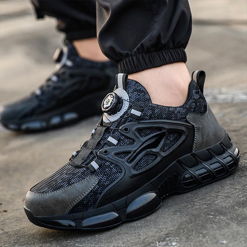 Men's Safety Shoes Protection And Elastic Safety Boots Fashionable Casual Shoes Breathable Odor Protection Men's Work Shoes