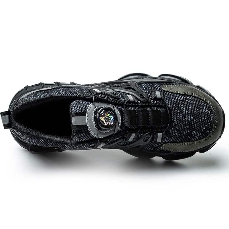 Rotating Button Safety Shoes Men Steel Toe Sneaker Air Cushion Work Shoes Man Puncture Proof Work Safety Boots Protective Shoes