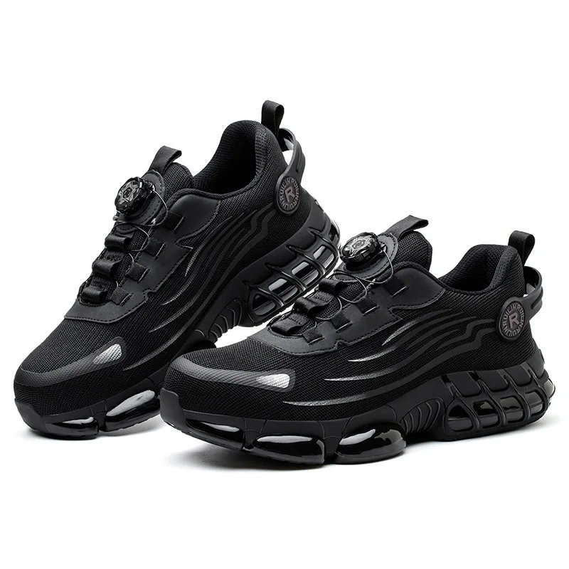 Rotating Button Safety Shoes Men Steel Toe Sneaker Air Cushion Work Shoes Man Puncture Proof Work Safety Boots Protective Shoes