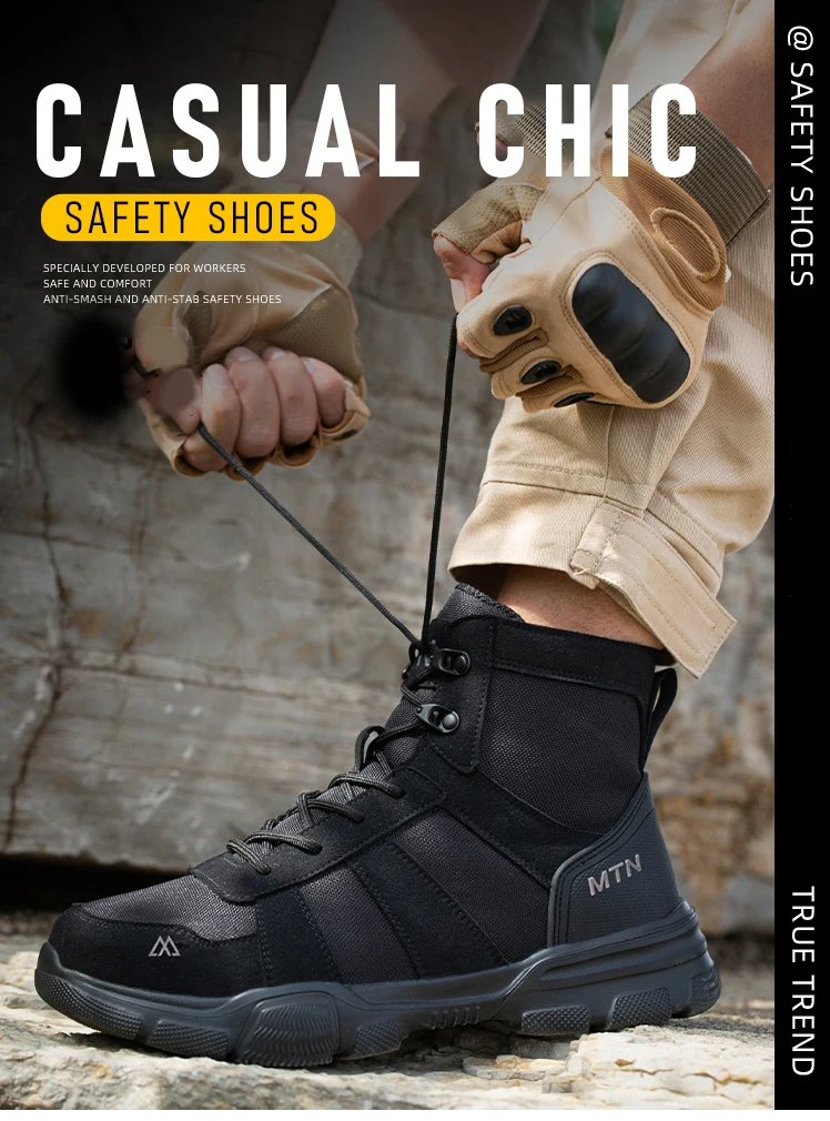 Light Breathable Protection Safety Shoes Men Steel Toe Cap Anti smash Work Shoes Anti-puncture Indestructible Man Safety Boots