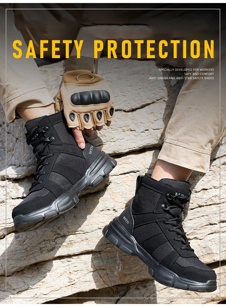 Light Breathable Protection Safety Shoes Men Steel Toe Cap Anti smash Work Shoes Anti-puncture Indestructible Man Safety Boots