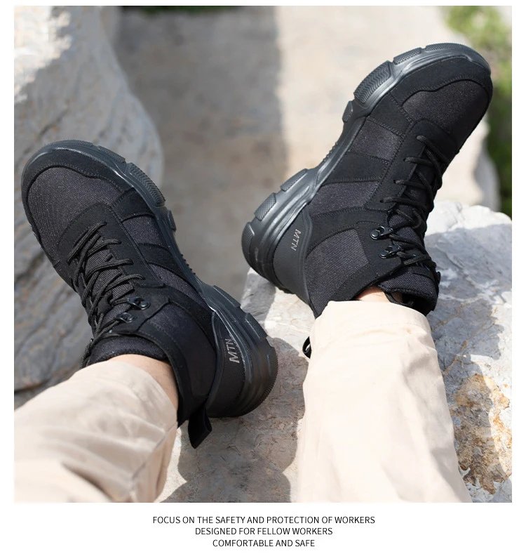 Light Breathable Protection Safety Shoes Men Steel Toe Cap Anti smash Work Shoes Anti-puncture Indestructible Man Safety Boots