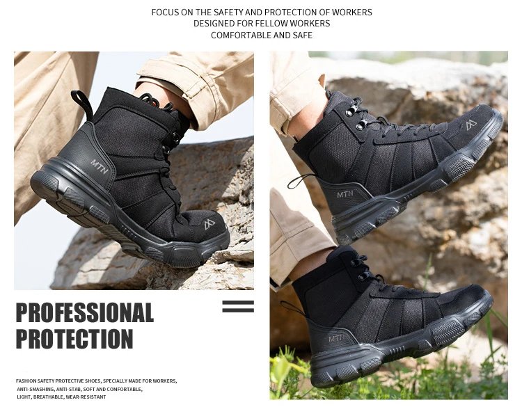 Light Breathable Protection Safety Shoes Men Steel Toe Cap Anti smash Work Shoes Anti-puncture Indestructible Man Safety Boots