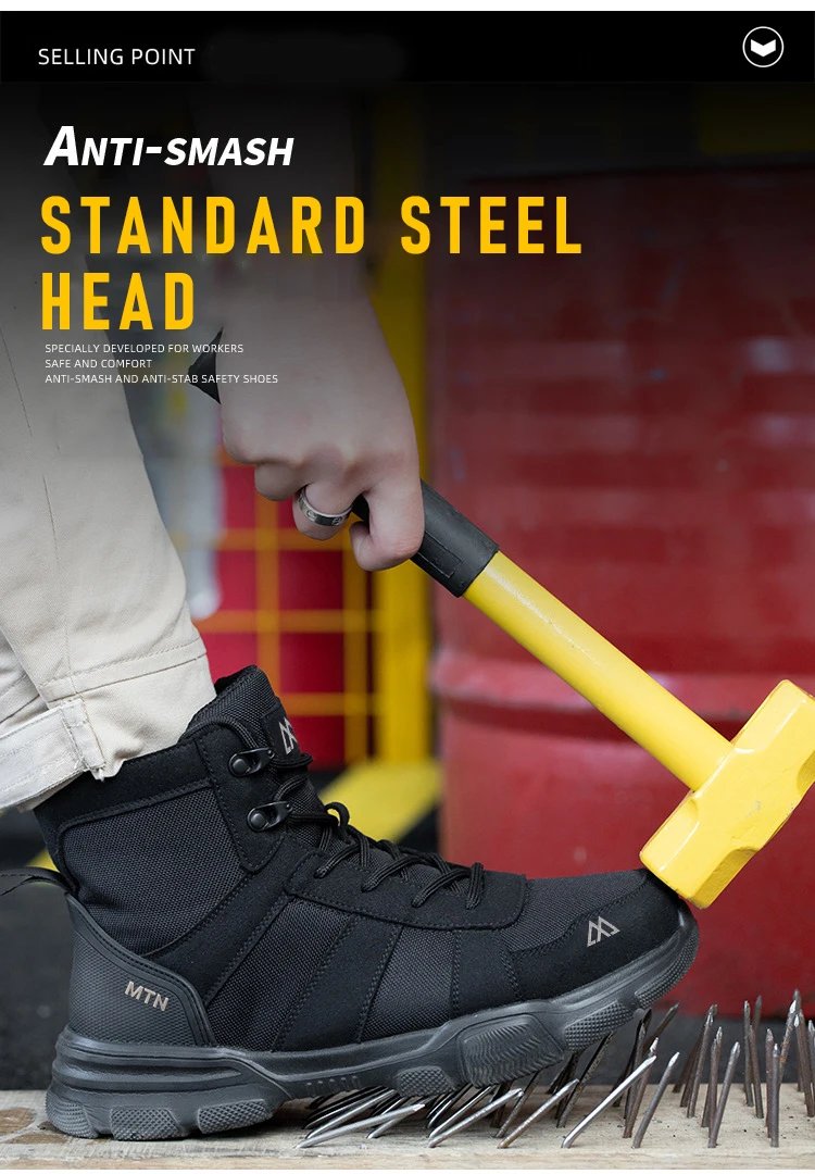 Light Breathable Protection Safety Shoes Men Steel Toe Cap Anti smash Work Shoes Anti-puncture Indestructible Man Safety Boots