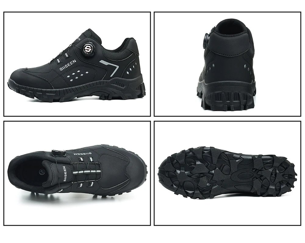 Steel Toe Safety Shoes for Men - Puncture Proof, Slip Resistant & Durable Work Boots for Construction, Outdoor Industrial Use