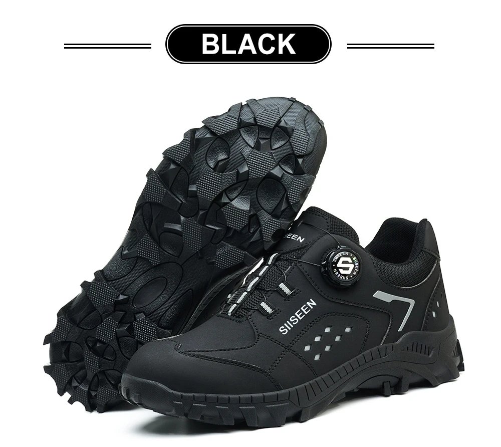 Steel Toe Safety Shoes for Men - Puncture Proof, Slip Resistant & Durable Work Boots for Construction, Outdoor Industrial Use