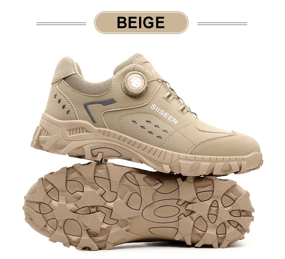 Steel Toe Safety Shoes for Men - Puncture Proof, Slip Resistant & Durable Work Boots for Construction, Outdoor Industrial Use