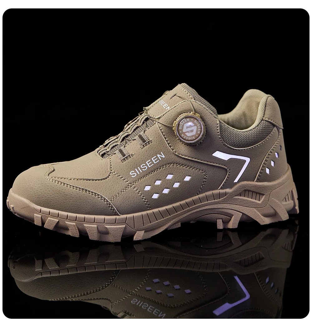 Steel Toe Safety Shoes for Men - Puncture Proof, Slip Resistant & Durable Work Boots for Construction, Outdoor Industrial Use