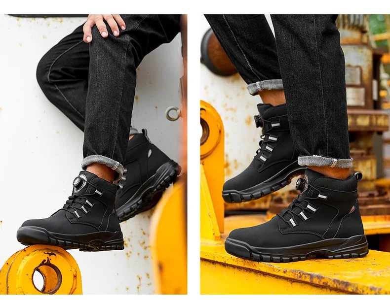 Waterproof Safety Boots Men Indestructible Steel Toe Work Boots Anti-smash Stab-resistant Safety Shoes Biker Botas Para Hombre