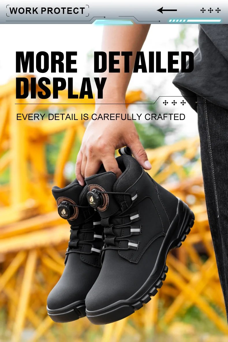 Waterproof Safety Boots Men Indestructible Steel Toe Work Boots Anti-smash Stab-resistant Safety Shoes Biker Botas Para Hombre