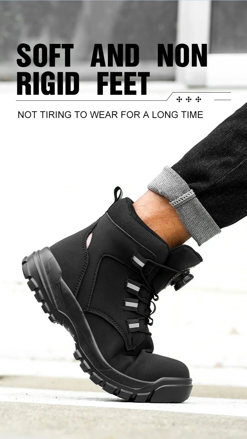 Waterproof Safety Boots Men Indestructible Steel Toe Work Boots Anti-smash Stab-resistant Safety Shoes Biker Botas Para Hombre