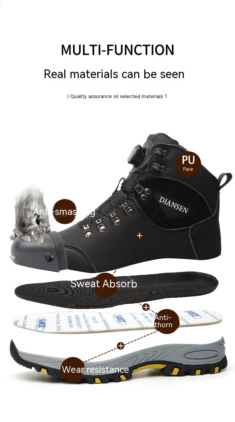 Rotating Button Safety Shoes Men Work Sneakers Indestructible Shoes Puncture-Proof Protective Shoes Work Boots Tactical Boots