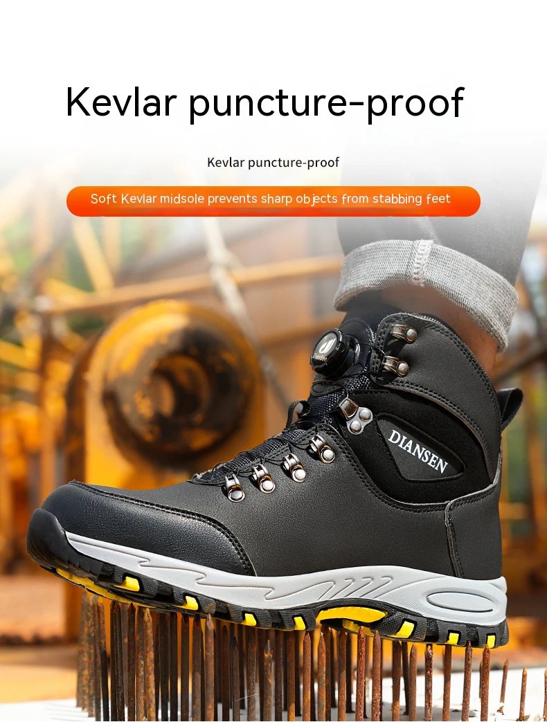Rotating Button Safety Shoes Men Work Sneakers Indestructible Shoes Puncture-Proof Protective Shoes Work Boots Tactical Boots