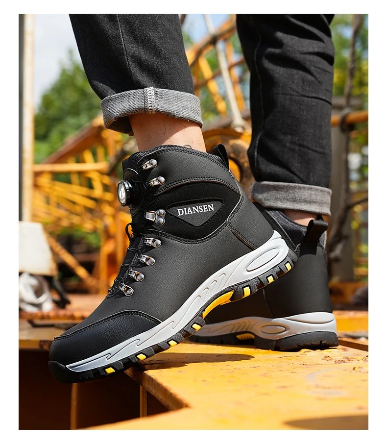 Rotating Button Safety Shoes Men Work Sneakers Indestructible Shoes Puncture-Proof Protective Shoes Work Boots Tactical Boots