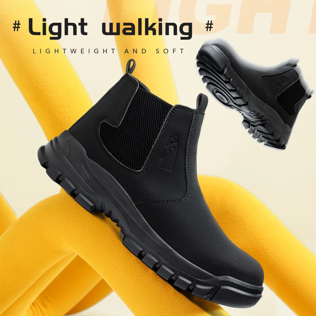 Waterproof Men's Safety Work Boots Steel Toe Shoes Anti Impact And Anti-Puncture Outdoor Adventure Hiking Tactical Boots