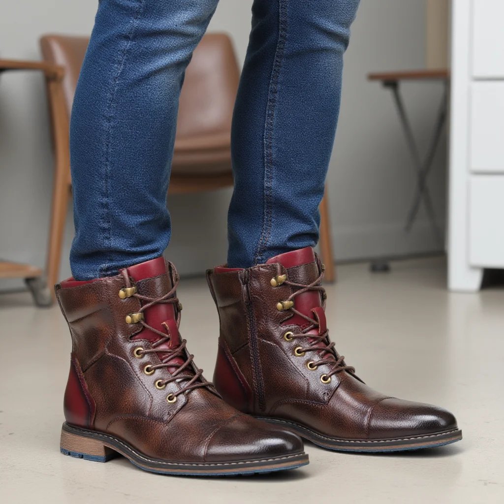 Size 7-13 Boots Men Brand 2024 Fashion Comfortable  Boots Leather #AL603C4