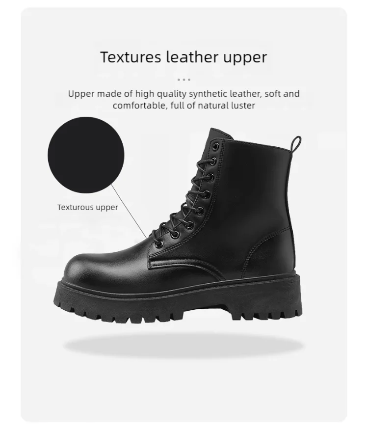 Couple's casual boots four season men's and women's high top leather boots fashion thick soled non slip plus size outdoor boots