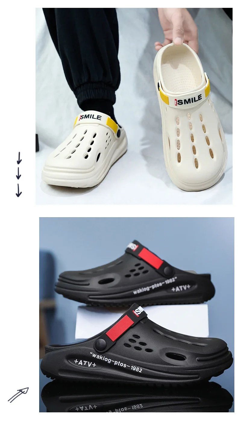 Summer Clogs Sandals 47 Men Clogs EVA Slippers Soft Sole Breathable Beach Slippers Men Home Slippers Outdoor Antiskid Slippers