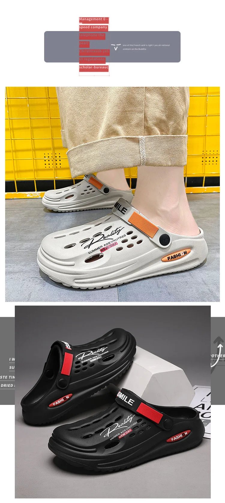 Summer Clogs Sandals 47 Men Clogs EVA Slippers Soft Sole Breathable Beach Slippers Men Home Slippers Outdoor Antiskid Slippers