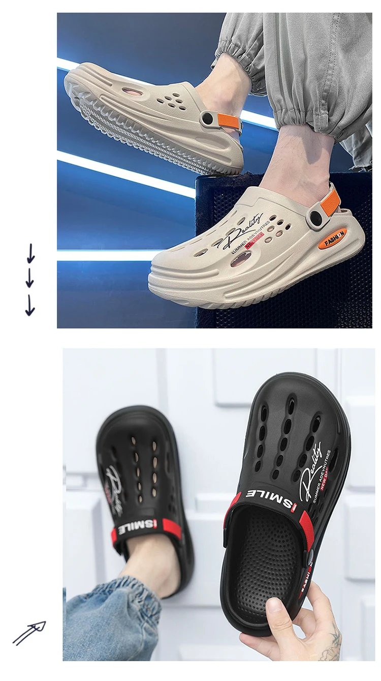 Summer Clogs Sandals 47 Men Clogs EVA Slippers Soft Sole Breathable Beach Slippers Men Home Slippers Outdoor Antiskid Slippers