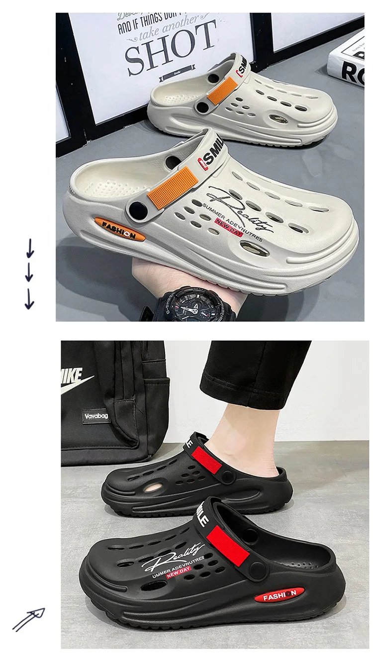 Summer Clogs Sandals 47 Men Clogs EVA Slippers Soft Sole Breathable Beach Slippers Men Home Slippers Outdoor Antiskid Slippers