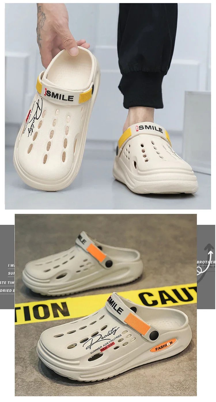 Summer Clogs Sandals 47 Men Clogs EVA Slippers Soft Sole Breathable Beach Slippers Men Home Slippers Outdoor Antiskid Slippers