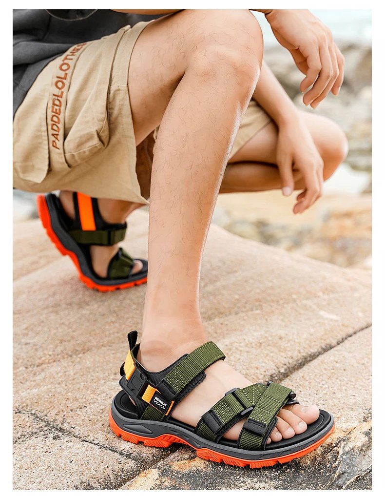 Summer Men's Sandals Trendy Casual Outdoor Sport Shoes for Holidays Beach Breathable Wear-Resistant Hiking & Walking Sandals