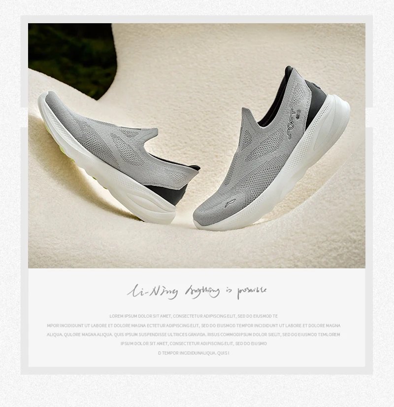 Li-Ning Men's SOFT GO 2 KNIT Slip-on Casual Walking Shoes Cushion Comfy Stable LiNing Mesh Jogging Daily Sports Sneakers AGLV017