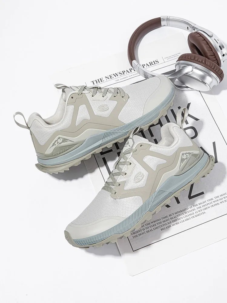 HOBIBEAR Unisex Hiking Sneakers Lace-Up Walking Shoes Outdoor Travel Artificial Leather Sneakers