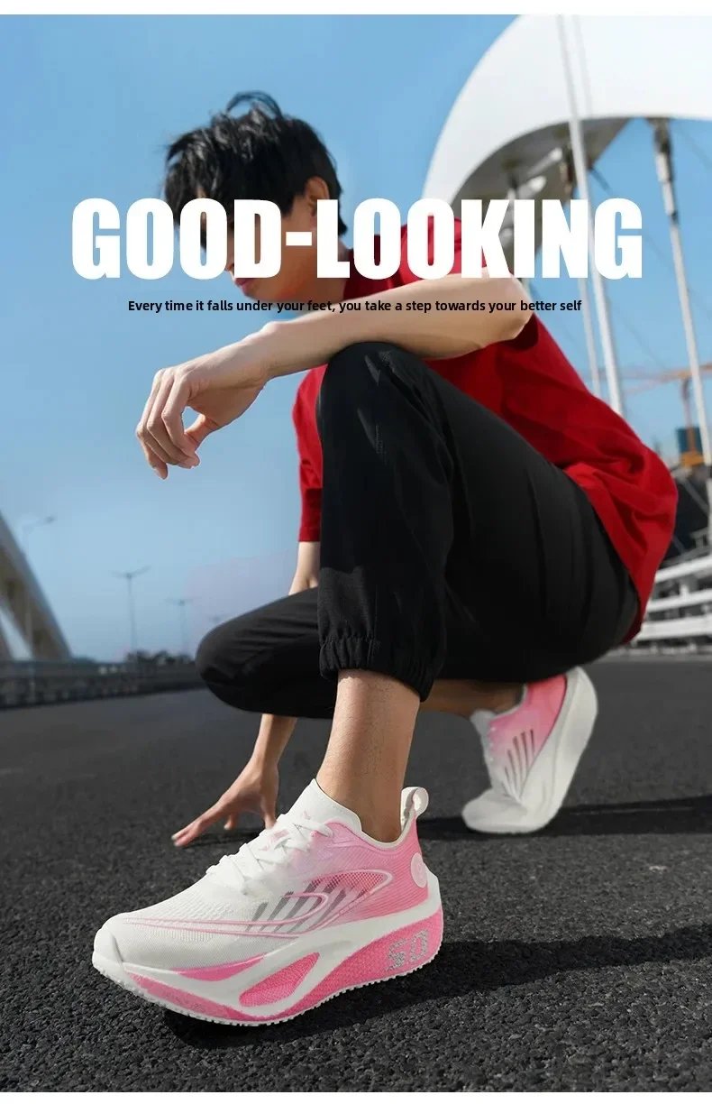 Unisex 2025 Full Carbon Plate Running Shoes Professional Marathon Racing Lightweight Bounce Cushion Breathable Sports Sneakers