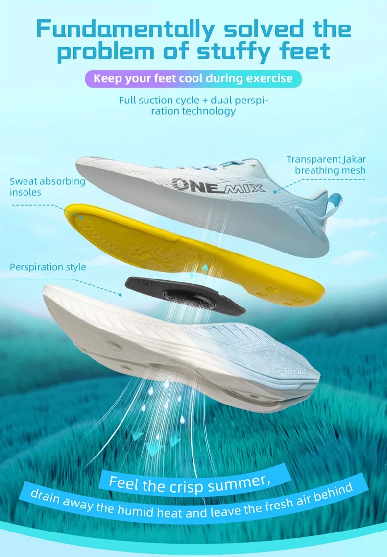 ONEMIX Casual Running Shoes Breathable Summer Jogging Shoes Men Lightweight Women Gym Shoes Outdoor Male Cushion Sports Shoes